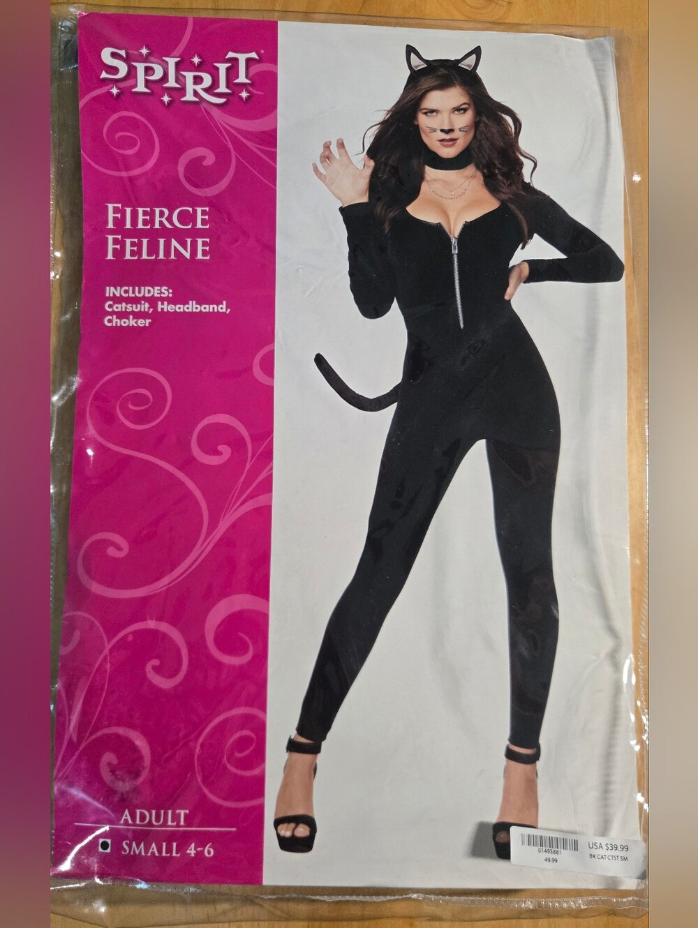 Spirit Black Cat Costume Halloween Adult Women Small Complete Set